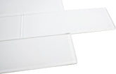 Super White Glossy - 3x9 Bright White Subway Glass Tile - Bathroom Tile & Kitchen Backsplash Tile (Price Per 3 Square Feet, 15 Pieces)